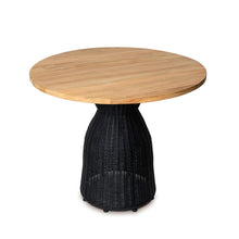Cargar imagen en el visor de la galería, Mesa Comedor Chiara Ratan Natural Negro 90 x 90 x 75
