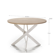 Cargar imagen en el visor de la galería, Mesa de Comedor Elvira Natural Blanco Metal 120 x 120 x 77
