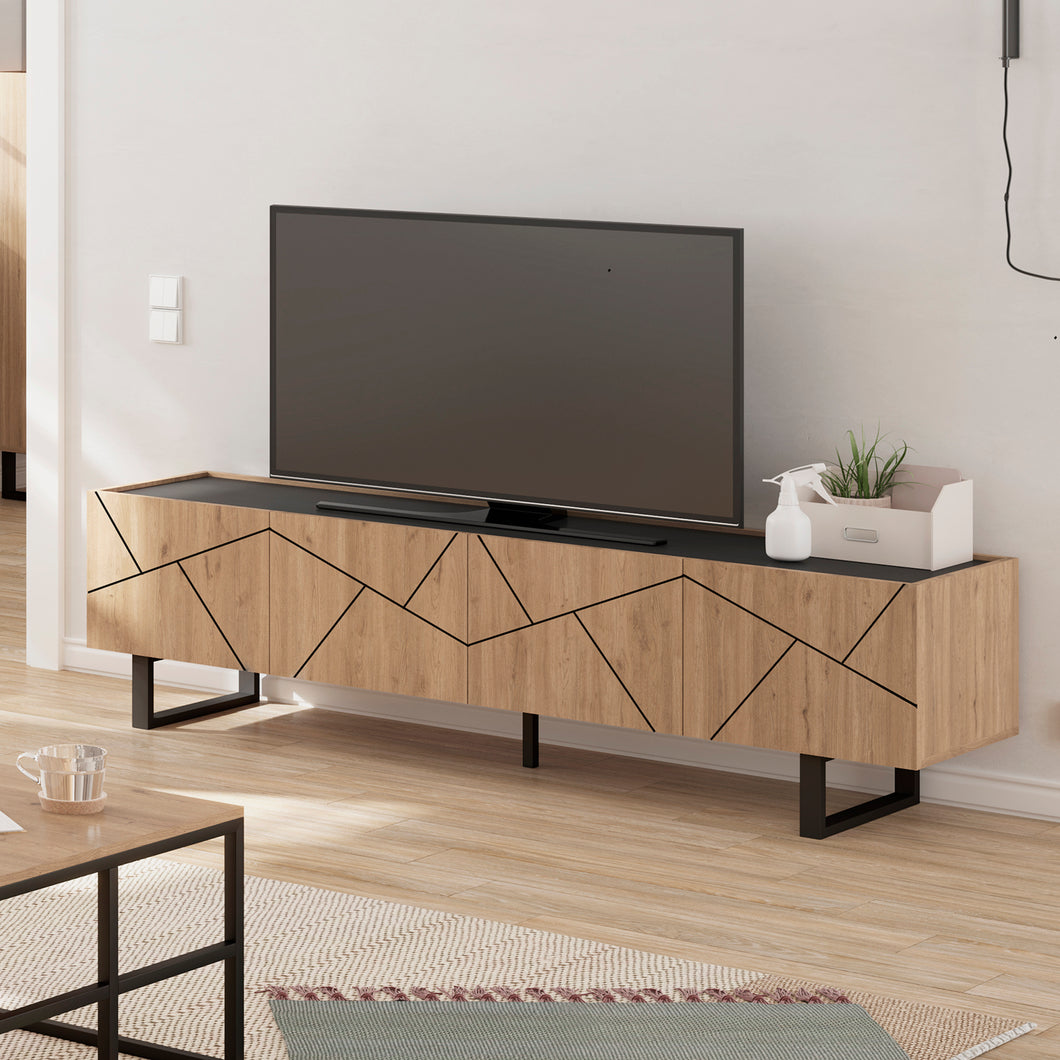 Mueble de TV Sander Natural Negro 180 x 41 x 52