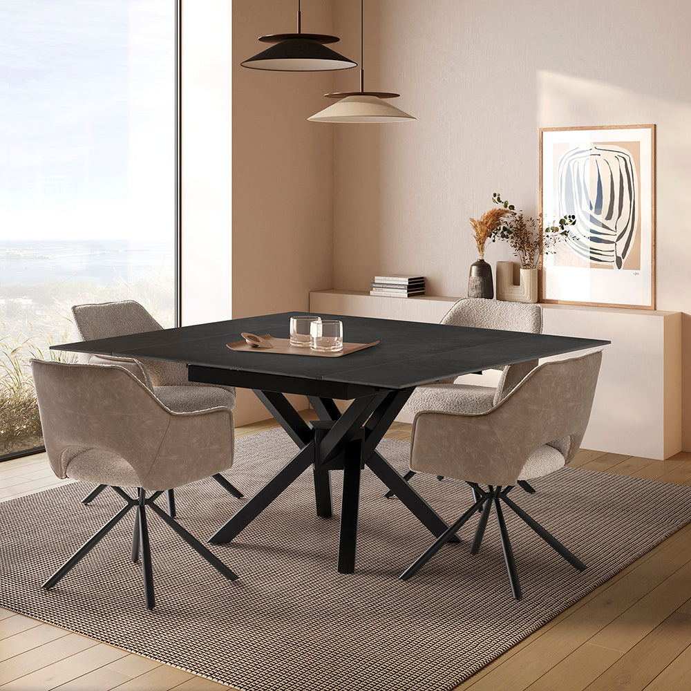 Mesa Comedor Extensible Arlene Cerámica Gris 150 x 90 x 76