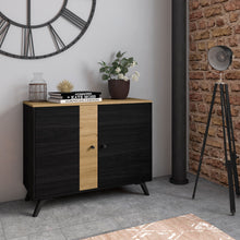 Cargar imagen en el visor de la galería, Mueble Auxiliar Denia Natural Negro 2 Puertas 92 x 40 x 81
