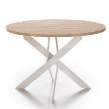 Cargar imagen en el visor de la galería, Mesa de Comedor Elvira Natural Blanco Metal 120 x 120 x 77
