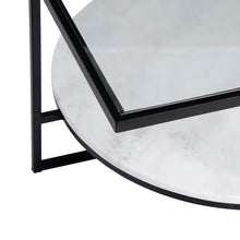 Cargar imagen en el visor de la galería, Mesa de Centro Blanco Metal Mármol 80 x 80 x 46
