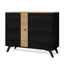 Cargar imagen en el visor de la galería, Mueble Auxiliar Denia Natural Negro 2 Puertas 92 x 40 x 81
