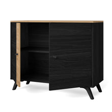 Cargar imagen en el visor de la galería, Mueble Auxiliar Denia Natural Negro 2 Puertas 92 x 40 x 81
