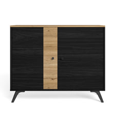 Cargar imagen en el visor de la galería, Mueble Auxiliar Denia Natural Negro 2 Puertas 92 x 40 x 81
