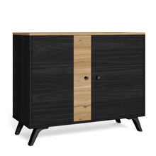 Cargar imagen en el visor de la galería, Mueble Auxiliar Denia Natural Negro 2 Puertas 92 x 40 x 81
