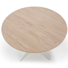 Cargar imagen en el visor de la galería, Mesa de Comedor Elvira Natural Blanco Metal 120 x 120 x 77
