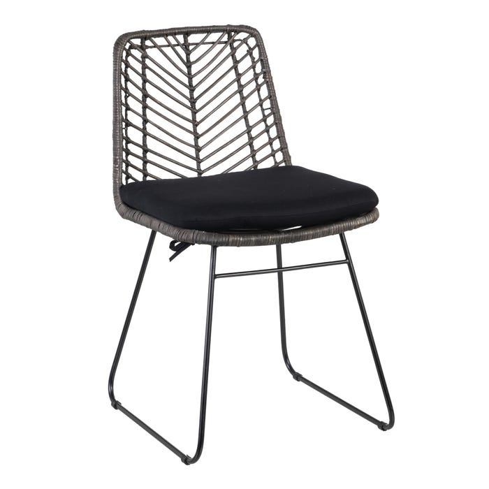 Silla Ratán Gris Negro Metal 45